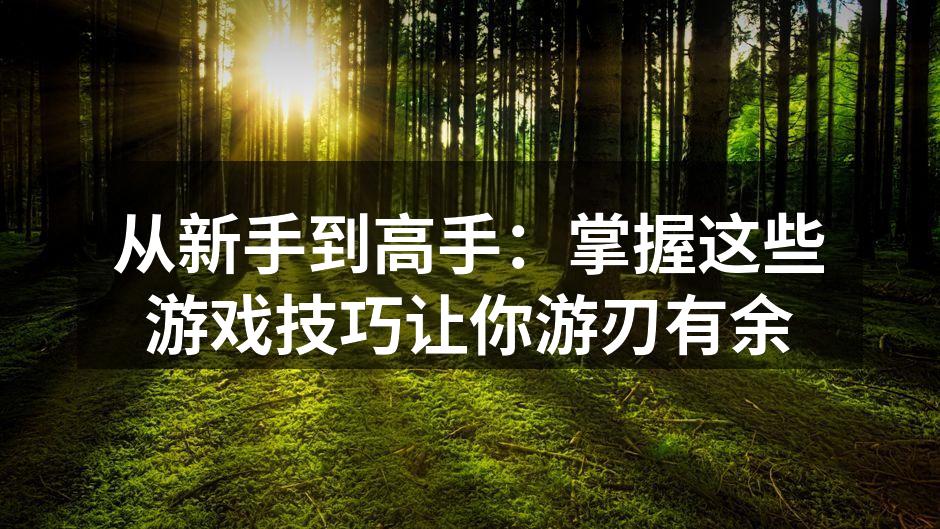 从新手到高手：掌握这些游戏技巧让你游刃有